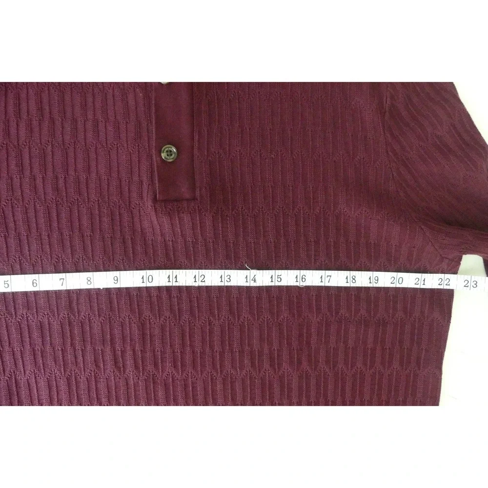 Tasso Elba Men's Supima Cotton Quarter Zip Henley Sweater Burgundy XL New